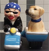 Magnetic Salt and pepper shakers motorcycle granny