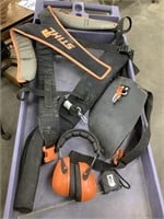 Stihl forestry harness and earmuffs (dirty)
