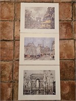 (3) Vintage Paris Prints are each 18 x 14.5in