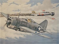 Poster Print Japanese & US WWII Fighters, 24x18in