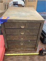 6 drawer metal tool box.  11 x 10 x 14.5