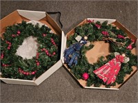 (2) Holiday Decor - 22in Christmas  Wreaths