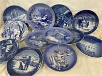 Lot of 12 winter themed cobalt blue collectors