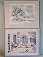 (2) Potted Flowers & Villa Garden Framed Prints