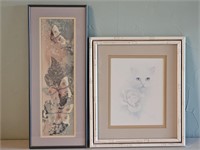 Signed Butterfly Watercolor & Cat Print