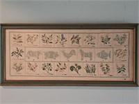 Embroidered Botanicals & Animals Piece, Framed