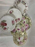 Lot of vintage porcelain Rose themed plates