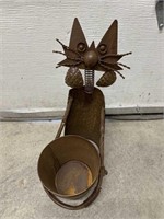 18” by 15” by 8” Really cool metal cat planter