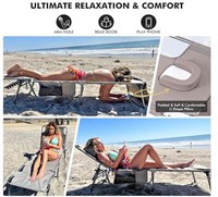 Chaise Lounge Tanning Chair, 300LBS Beige