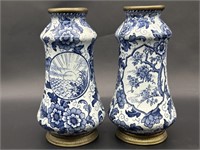 Antique Royal Bonn TOKIO Pair Enameled Vases