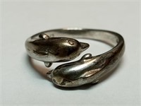 925 sterling silver dolphin ring size 7