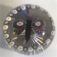BACCARAT BUTTERFLY PAPERWEIGHT MILLEFIORI C1855