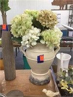15 inch tall ceramic vase with artificial flowers
