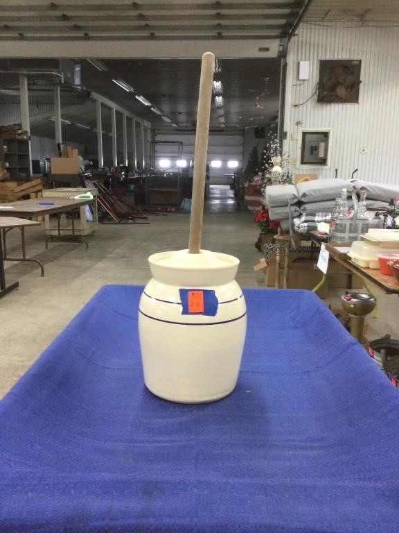 Casey pottery hand turned butter churn, 10 1/2