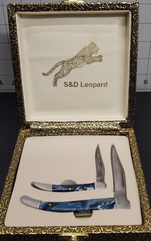 S&D Leopard knife set with case