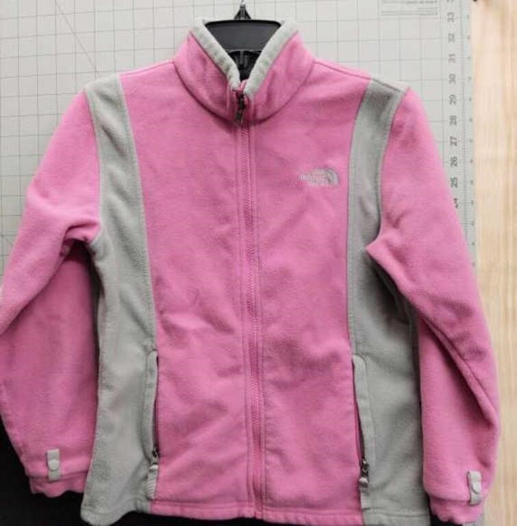 Northface pink and grey zip up jacket 
Kid size