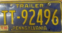 Vintage Pennsylvania license trailer plate