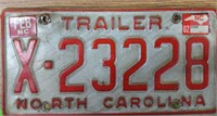 Vintage NC trailer license plate