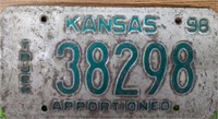 Vintage 1998 Kansas license plate