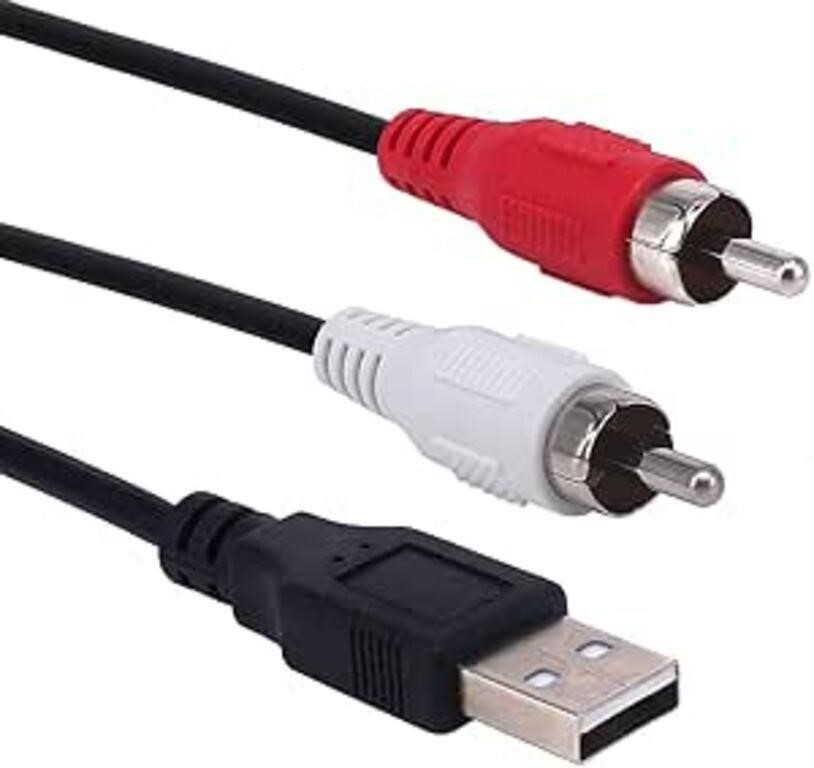 Haokiang USB to 2RCA Cable, 5 Feet/1.5m USB 2.0
