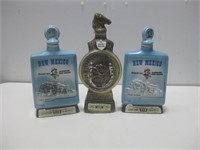 Three New Mexico Whiskey Decanters Tallest 12"