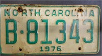 Antique 1976 NC license plate
