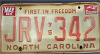 Antique 1874 NC license plate