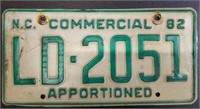 Antique 1982 NC commercial license plate