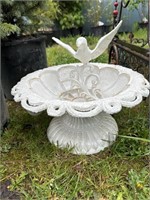 Cast iron birdbath about 14 inches in diameter