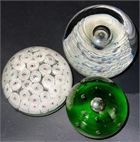 (3) Art Glass Paperweights, as pictured
