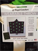 Regal comfort wearable throw pot leaf pattern