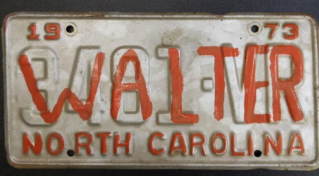 Antique 1973 NC license plate