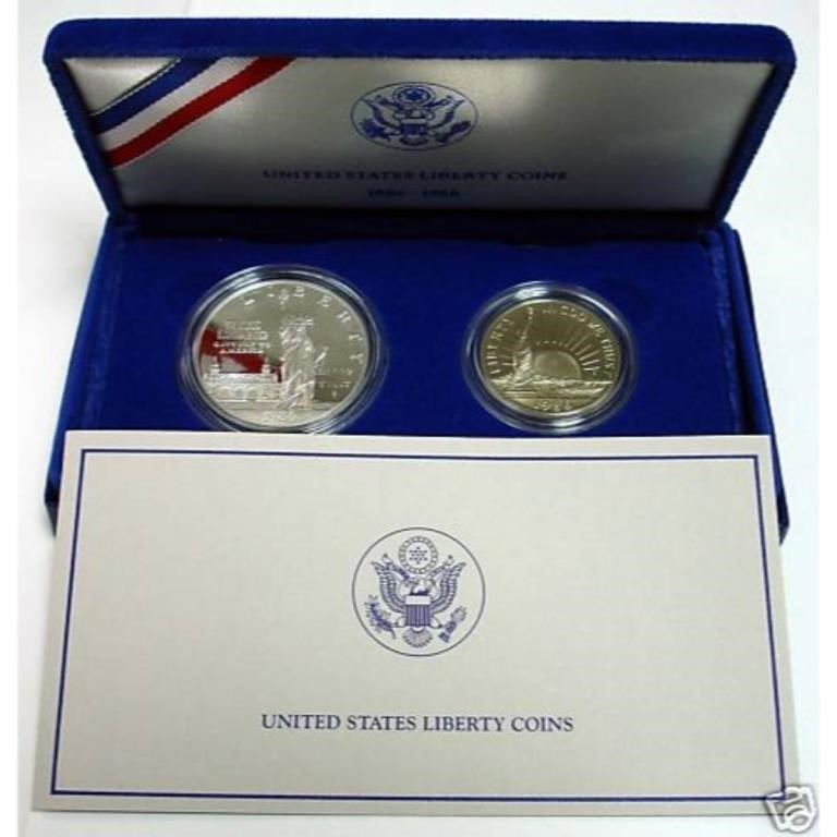 1986 Statue of Liberty 2 coin Set