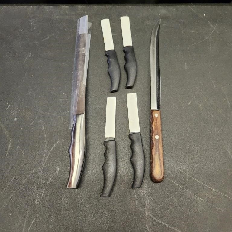 2 long knives, 4 paring knives