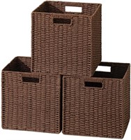 E2549  HBlife Wicker Baskets, Set of 3, Large, Bro