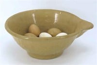 Yellow Ware Batter Bowl & Laying Eggs