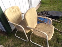 2 ANTIQUE CLAM BACK PATIO CHAIRS
