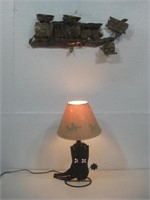 Metal Owl Decor & Vtg Lamp See Info