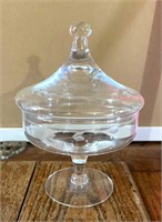 Etched glass compote