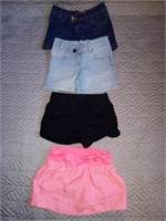 C9) little girls 4/5 shorts. 2 jeans, one black