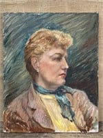 Lovely painting on board - portrait of a woman