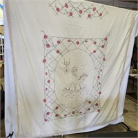 Hand-embroidered cotton throw