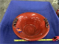 Large heavy ceramic bowl, 5 inches tall by 13 1/2