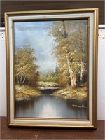 Framed signed painting on canvas Approx. 29x23