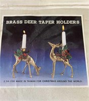 Set of brass deer candle holders