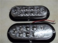 1 pair Trailer Clear / RED LED Stop Turn Tail