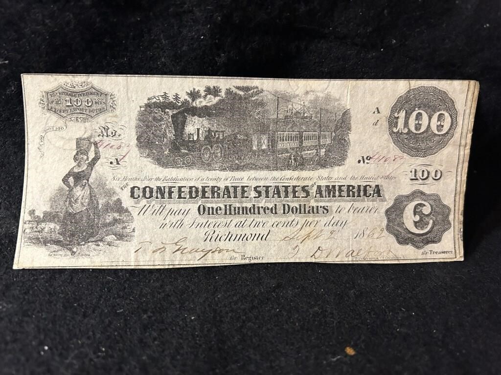 confederate States of America $100.00 bill