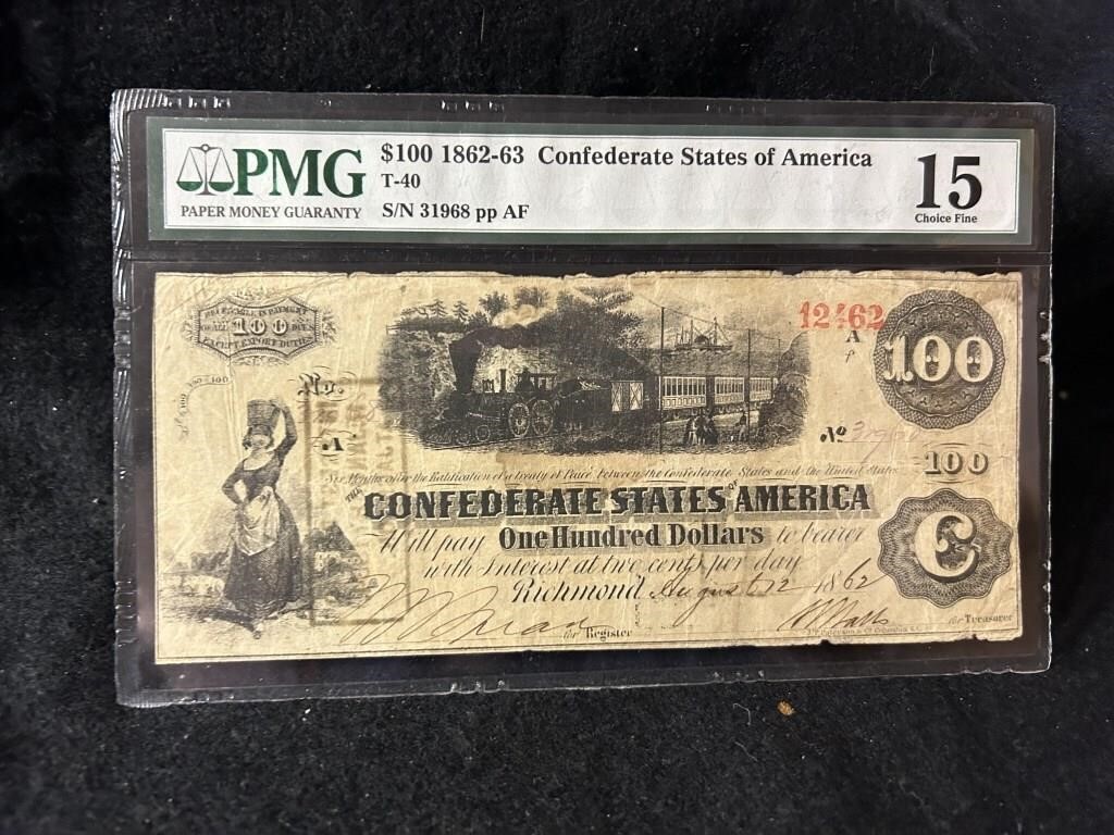 Graded $100.00 Confederatte States of America