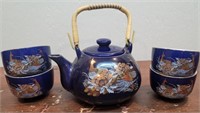 Vintage cobalt blue Japanese tea set