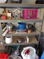 METAL RACK WITH 3 SHELVES OF MISC ITEMS